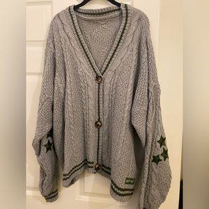 Taylor Swift Cardigan Folklore XL/2XL Oversized Gray Green Stars